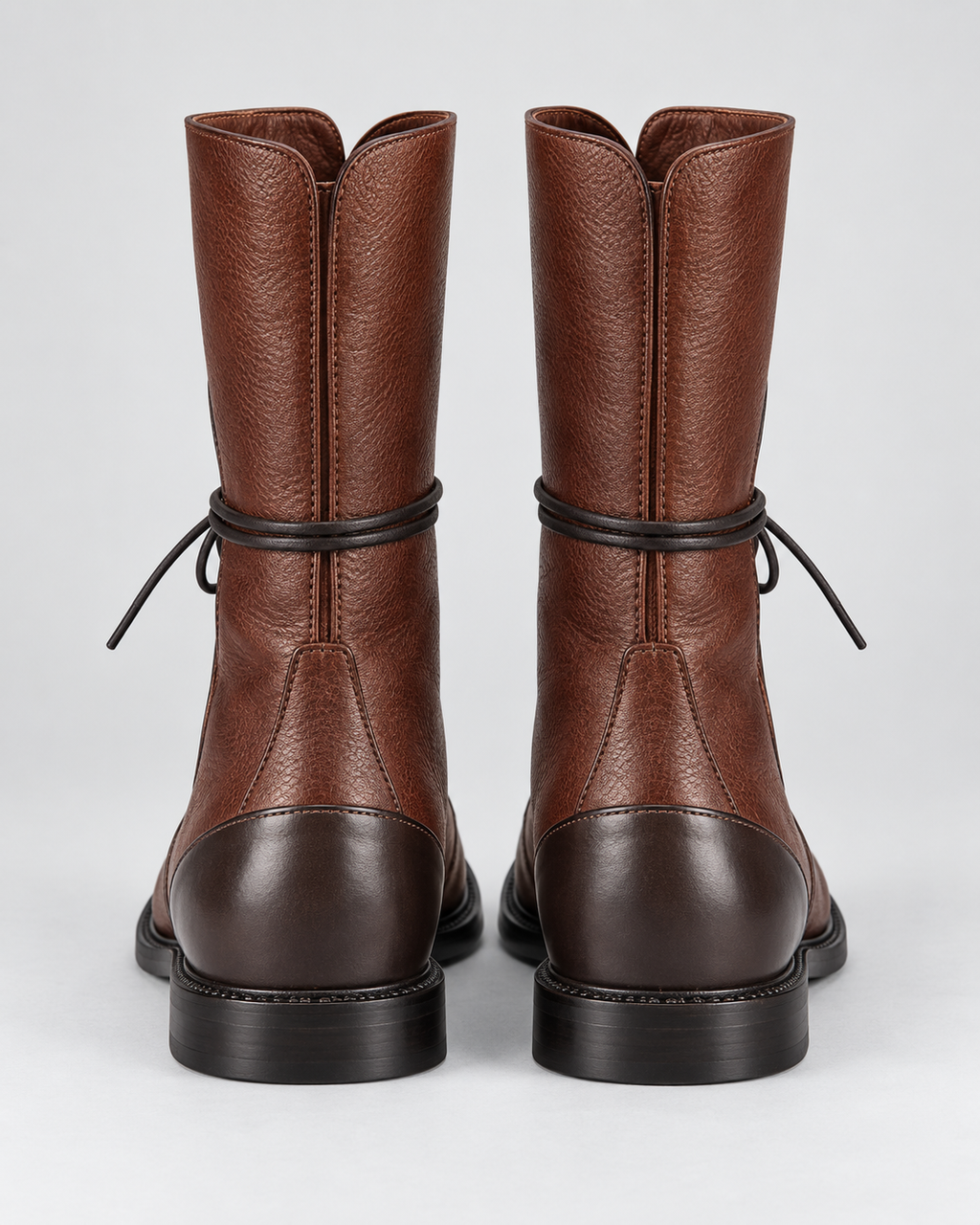 Women's Faux Leather Lace Up Boots with Cap Toe