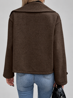 Women's Oversized Double Breasted Short Coat with Lapel Collar
