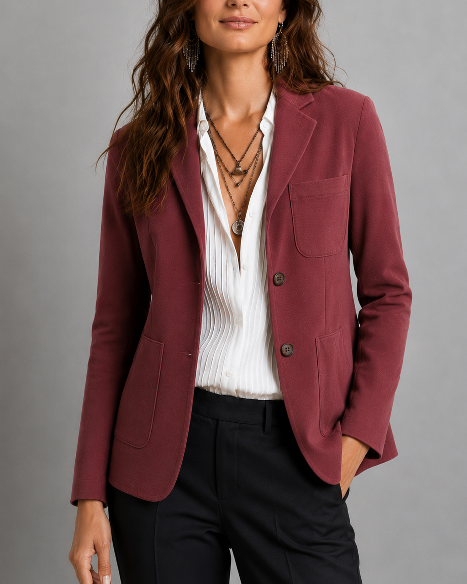 Women's Suede Look Jacket | Notch Lapel Patch Pocket Tailored Blazer