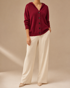 Women's Hooded Cardigan | Button Up V Neck Soft Knit Sweater