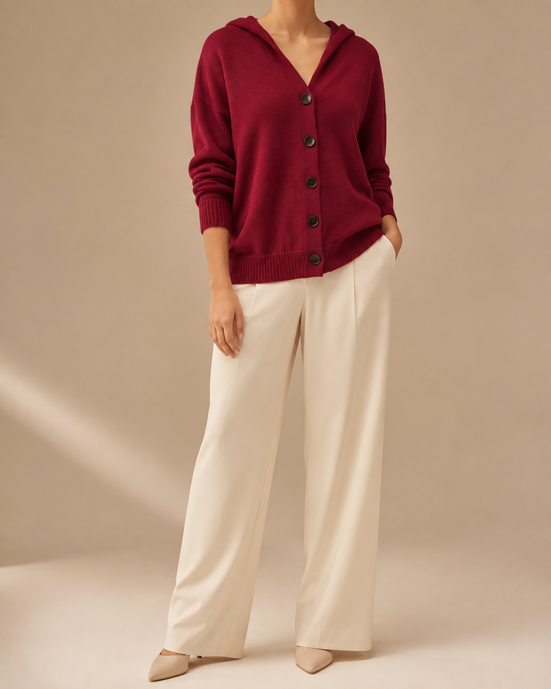 Women's Hooded Cardigan | Button Up V Neck Soft Knit Sweater