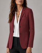 Women's Suede Look Jacket | Notch Lapel Patch Pocket Tailored Blazer