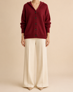 Women's Hooded Cardigan | Button Up V Neck Soft Knit Sweater