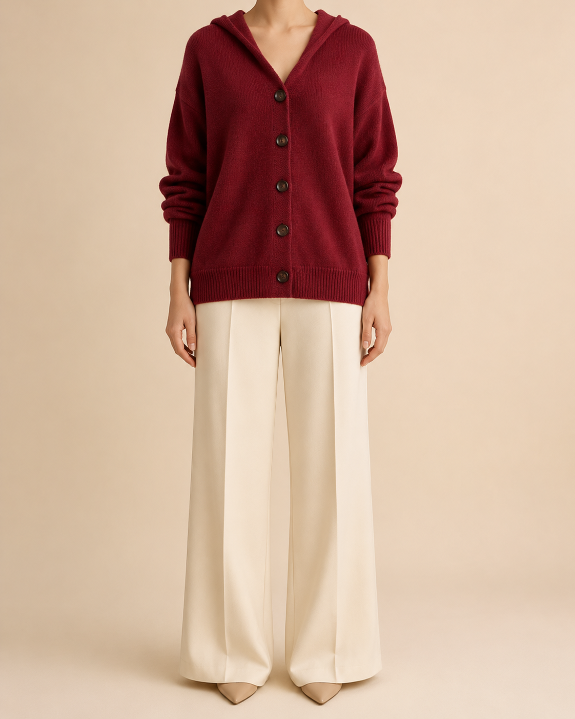 Women's Hooded Cardigan | Button Up V Neck Soft Knit Sweater
