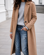 Women's Oversized Trench Coat | Button Up Wide Lapel Longline Coat