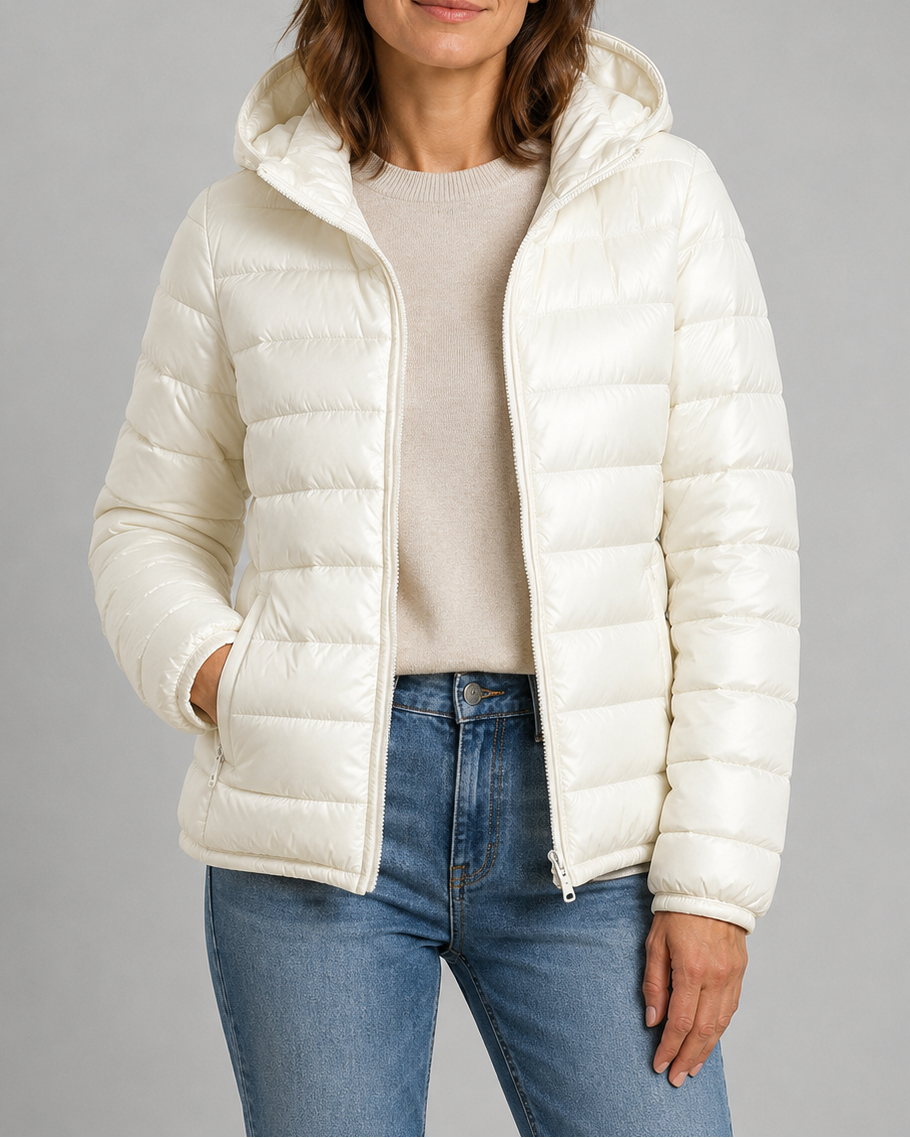 Women's Puffer Jacket | Hooded Lightweight Quilted Zip Up Coat