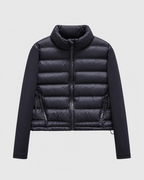 Women's Cropped Quilted Puffer Jacket with Stand Collar and Zip Front
