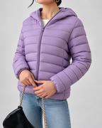 Women's Slim Quilted Hooded Puffer Jacket with Zip Front