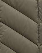 Women's Hooded Quilted Puffer Jacket with Chevron Padding and Zip Front