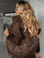 Women's Quilted Puffer Gilet with High Collar and Zip Front