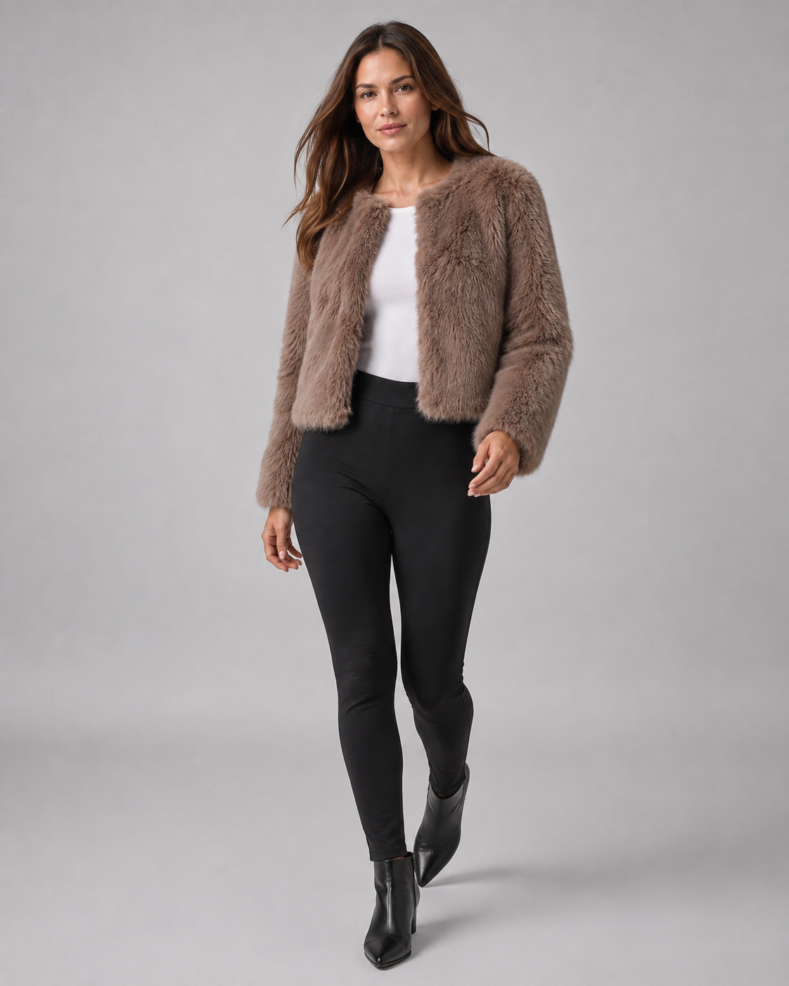 Women's Cropped Faux Fur Jacket