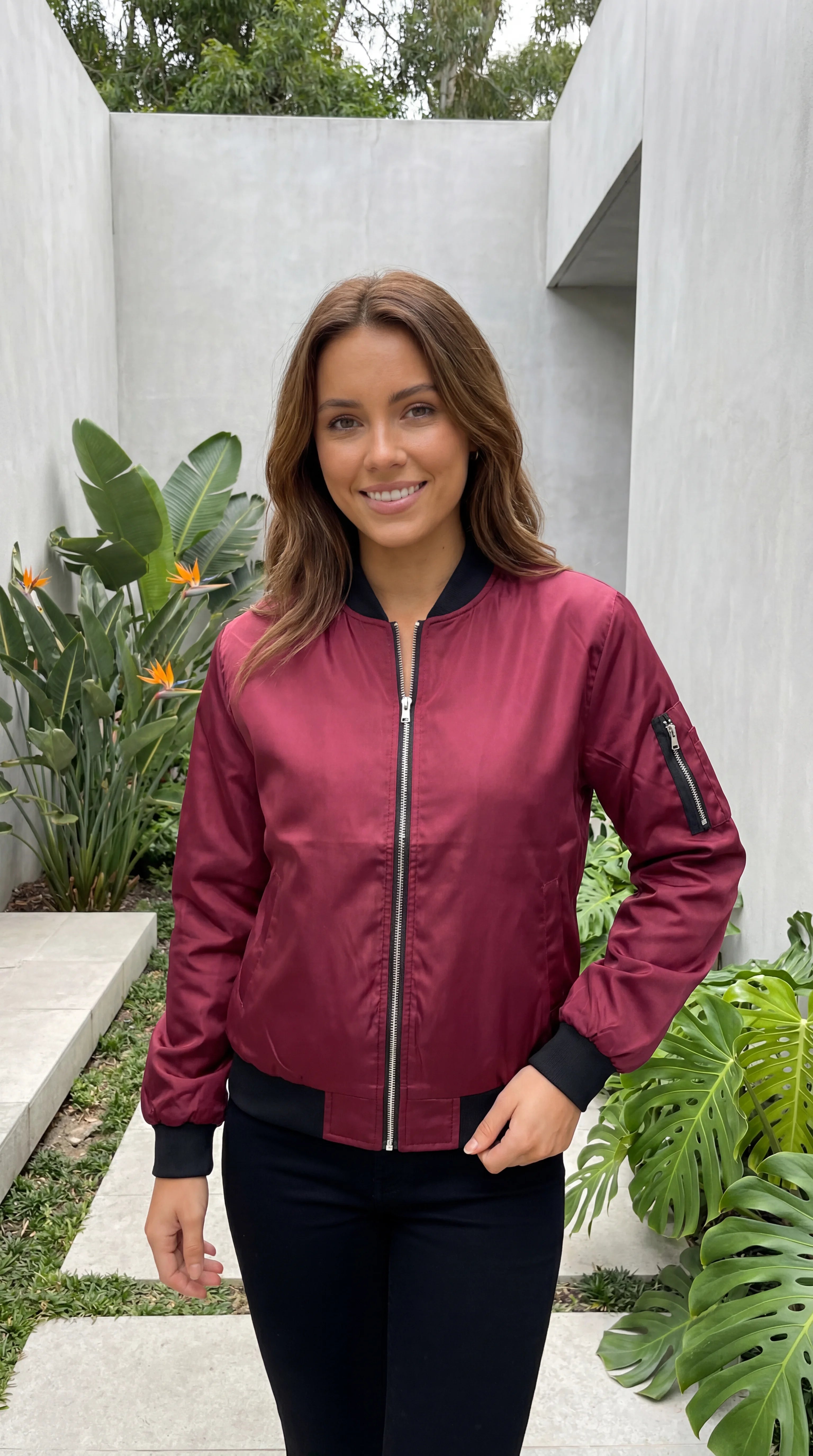 Women’s Lightweight Zip Front Bomber Jacket