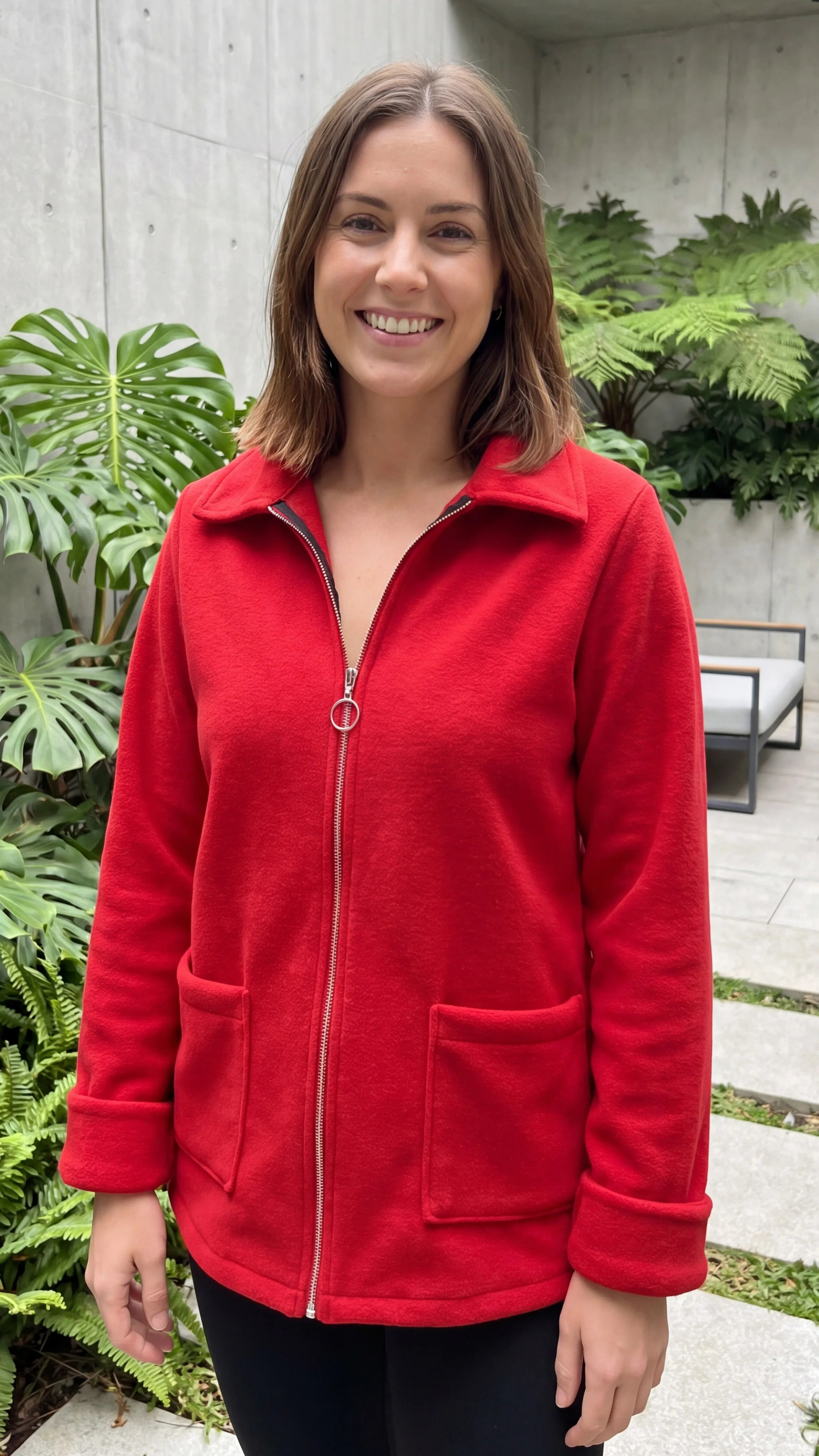 Women’s Zip Front Knitted Jacket With Pockets