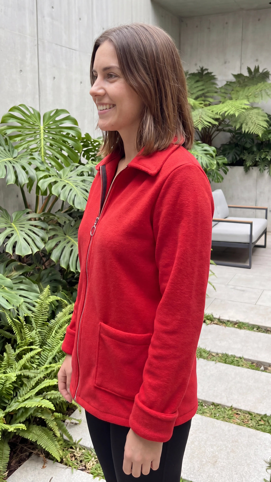 Women’s Zip Front Knitted Jacket With Pockets