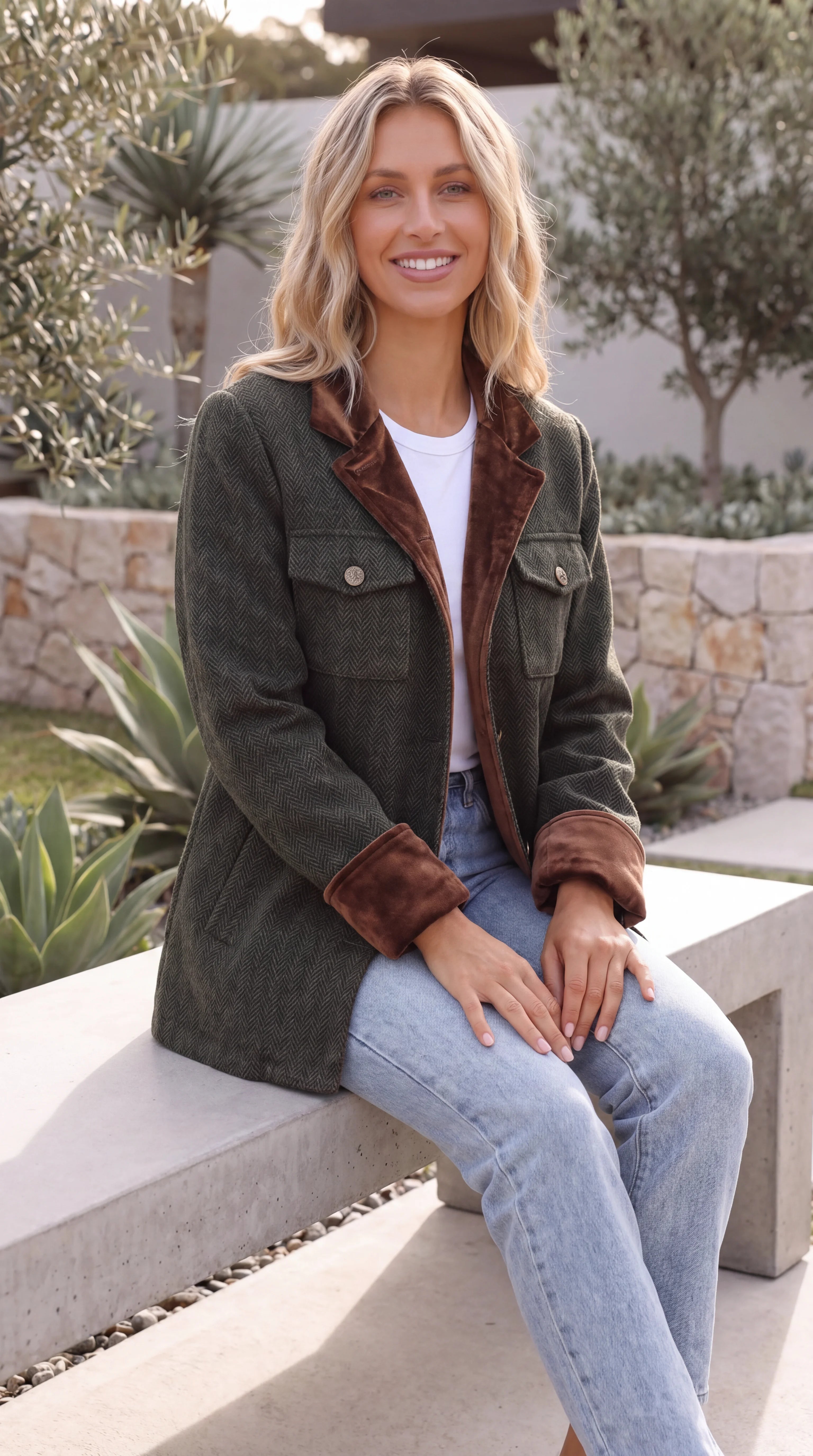 Women's Collared Button Front Vintage Jacket