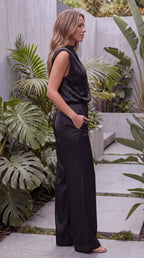 Women's Elegant Cowl Neck Wide Leg Jumpsuit