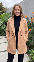 Women's Lapel Collar Double Breasted Coat With Pockets