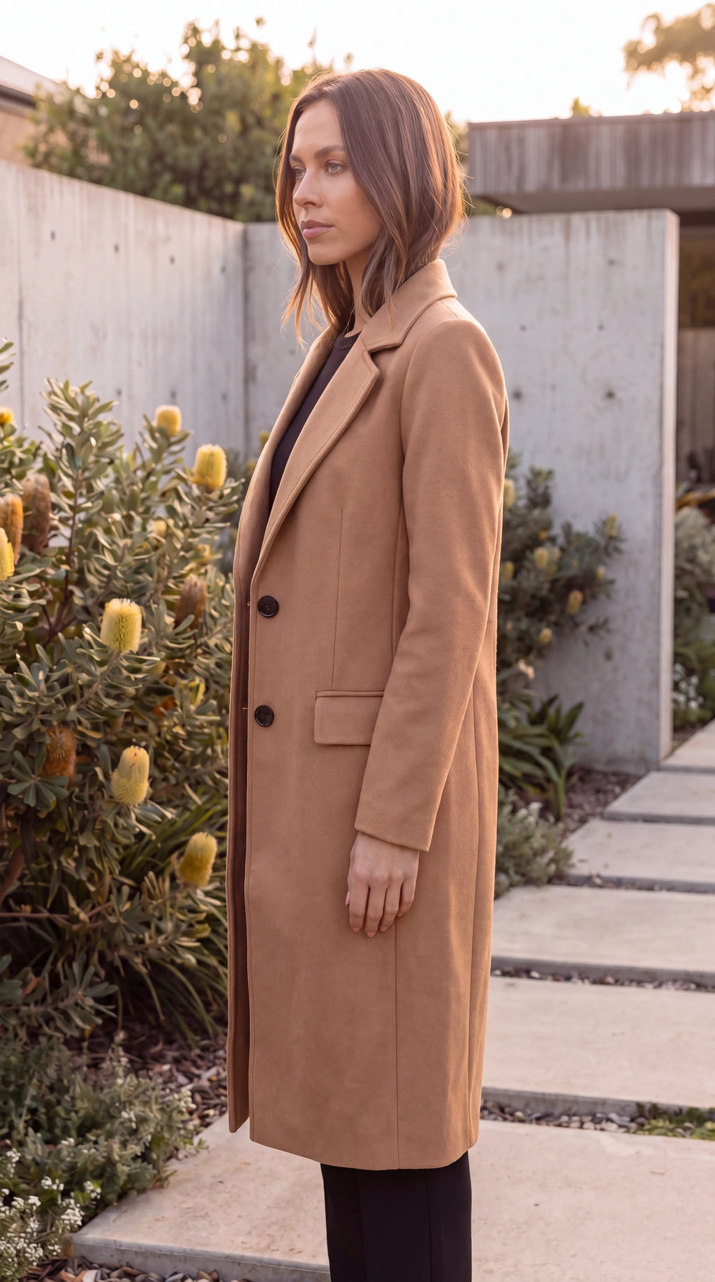 Women's Longline Lapel Single Breasted Tailored Winter Coat