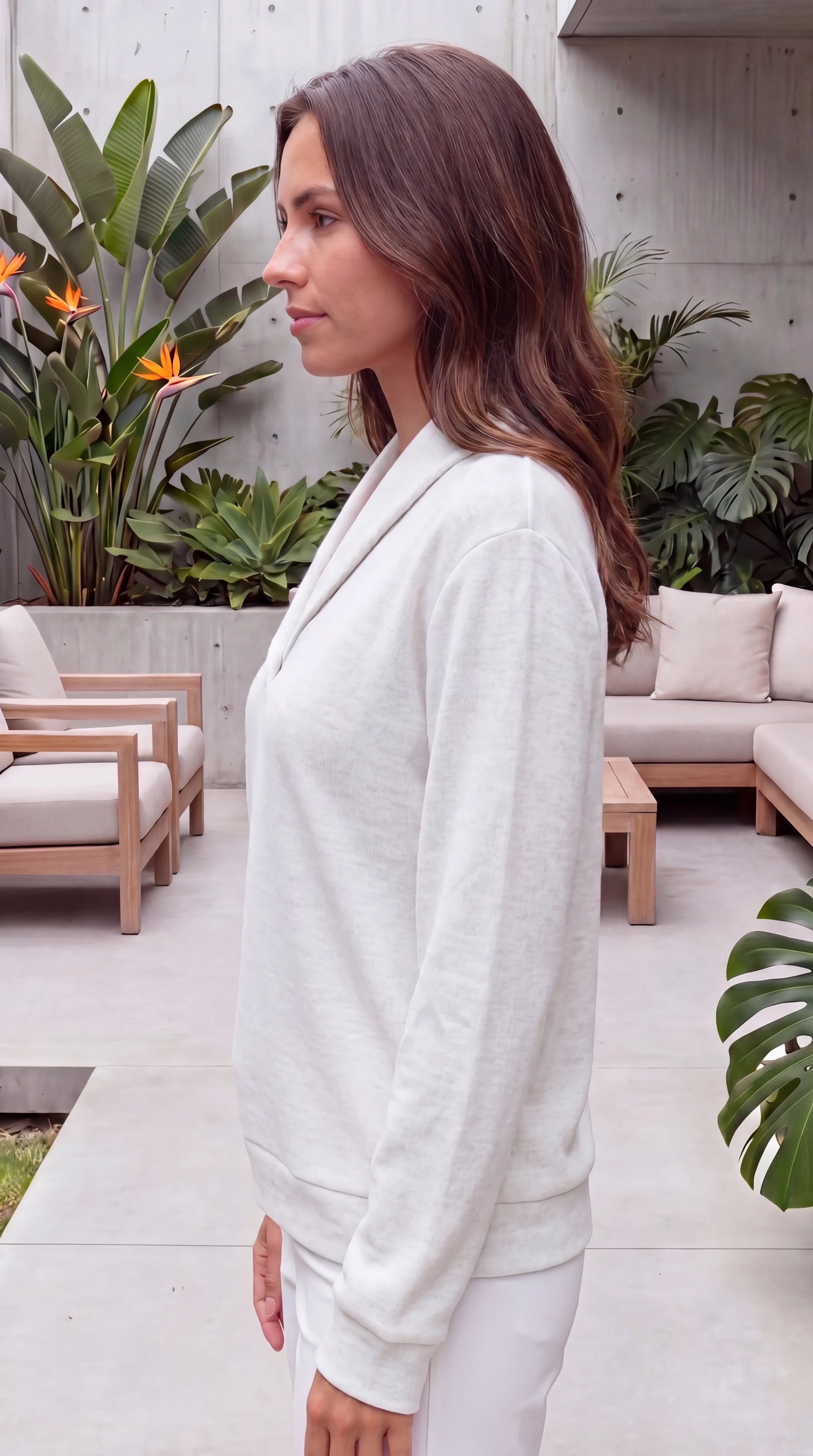 Women's Shawl Collar Long Sleeve V Neck Knit Jumper