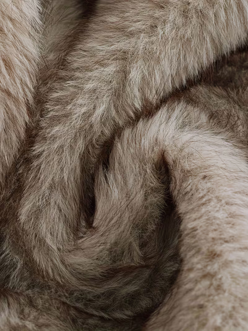 Women's Faux Fur Lined Bomber Jacket with Hood and Zip Front