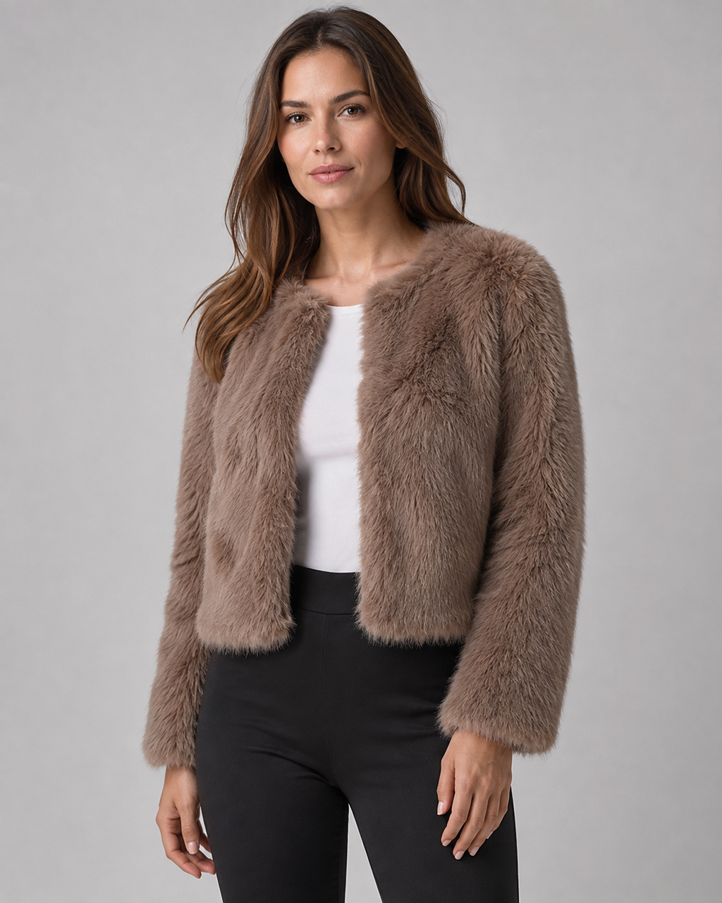 Women's Cropped Faux Fur Jacket