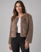Women's Cropped Faux Fur Jacket