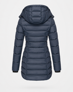 Women's Puffer Coat with Detachable Hood and Zip Front