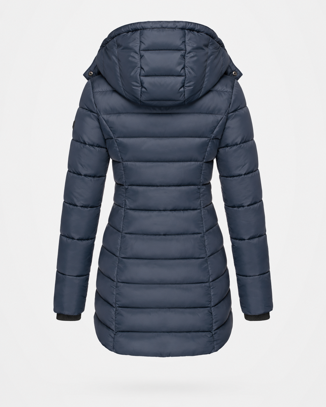 Women's Puffer Coat with Detachable Hood and Zip Front