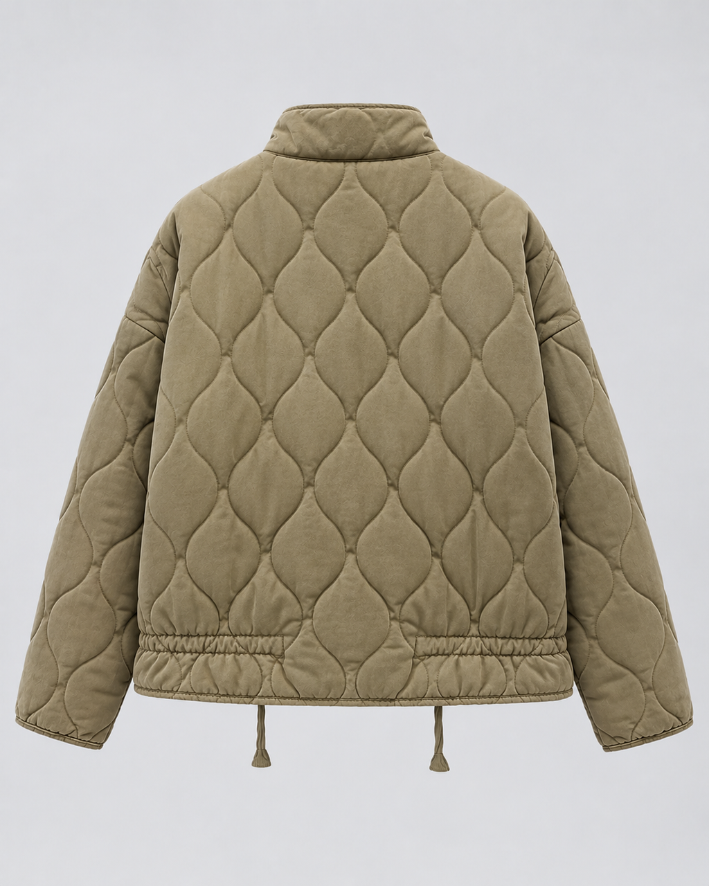 Women's Oversized Quilted Jacket with Zip Front and Pockets