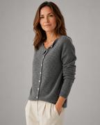 Women's Soft Knit Cardigan | Asymmetric Button Up Round Neck