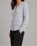 Women's V Neck Heart Button Up Knit Cardigan