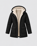 Women's Sherpa Lined Hooded Parka with Zip Front and Pockets