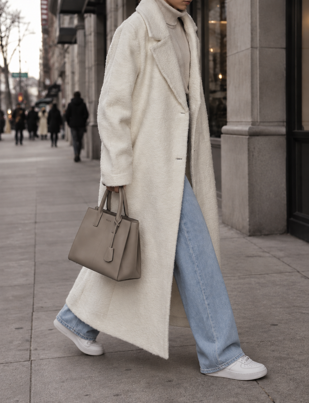 Women's Oversized Longline Coat with Lapel Collar