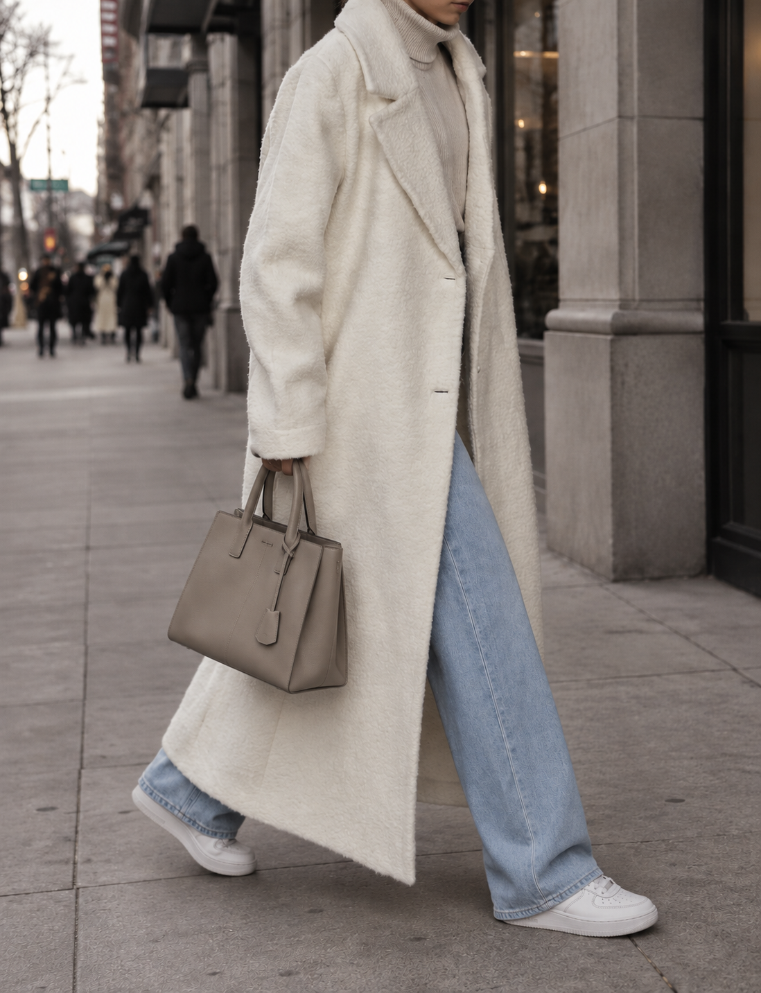 Women's Oversized Longline Coat with Lapel Collar