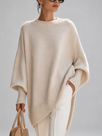 Women's Oversized Jumper with Round Neck and Ribbed Trims