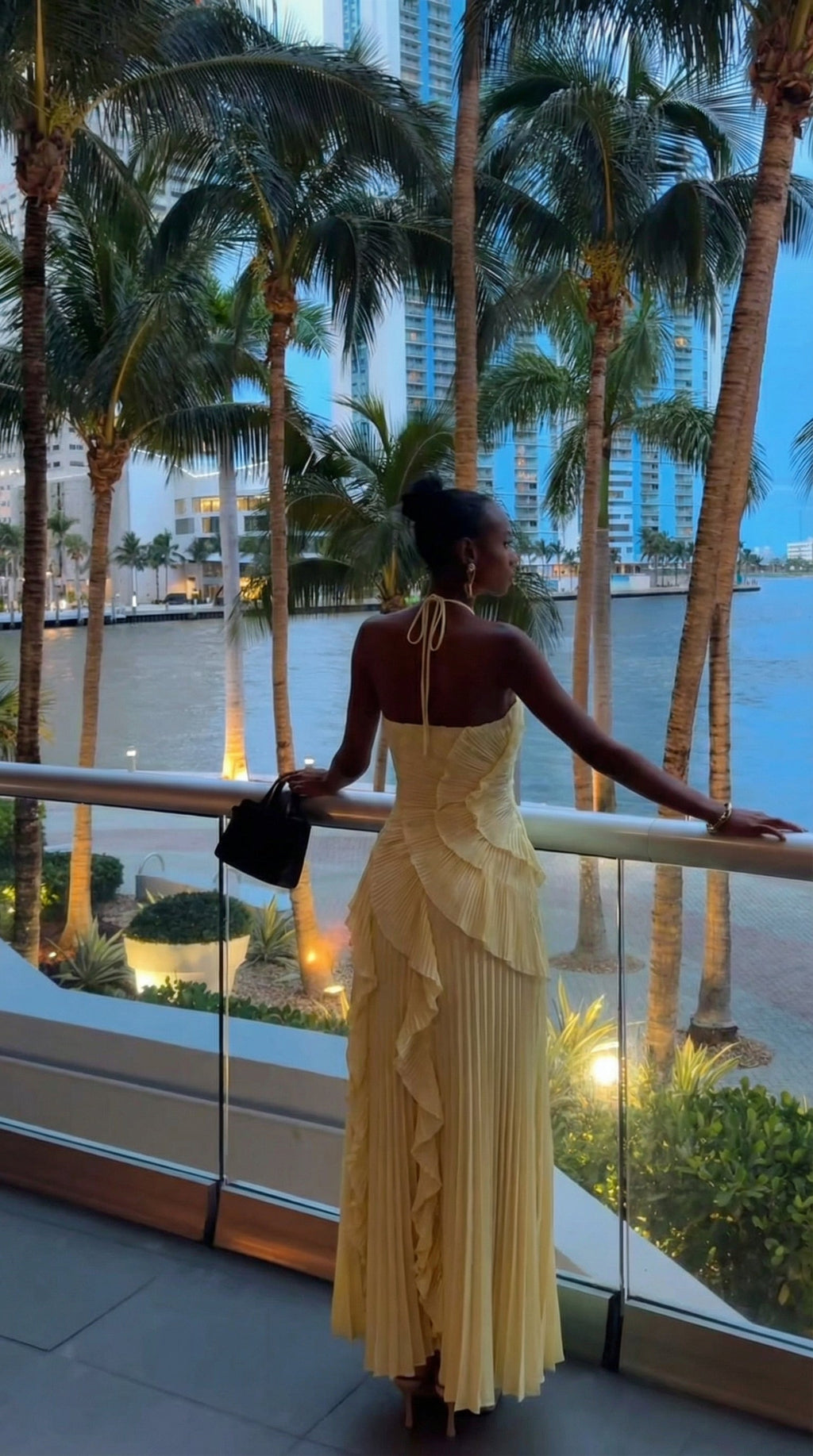 Women's Ruffle Maxi Dress | Halter Pleated Wedding Guest Dress