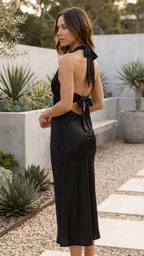 Women's Midi Dress | Deep V Neck Satin Slip Wedding Guest Dress 10