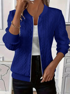 Women's Textured Bomber Jacket with Zip Closure