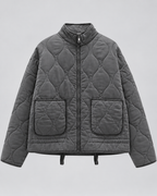 Women's Oversized Quilted Jacket with Zip Front and Pockets