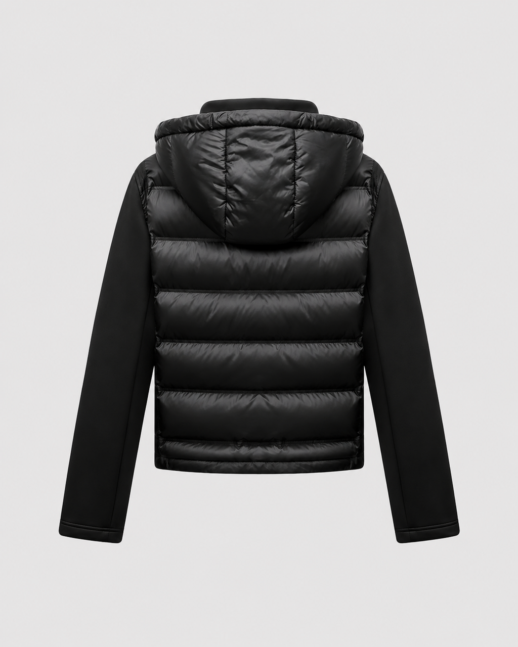 Women's Black Quilted Puffer Jacket with Hood and Zip Front