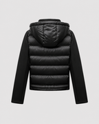 Women's Black Quilted Puffer Jacket with Hood and Zip Front