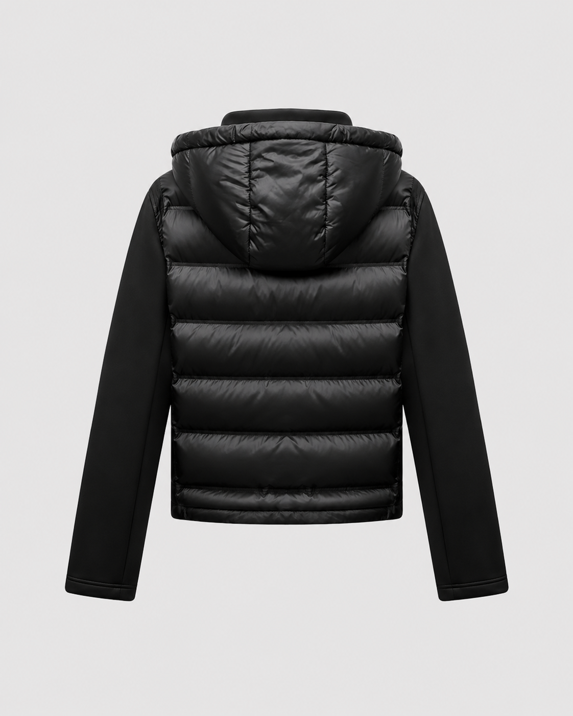 Women's Black Quilted Puffer Jacket with Hood and Zip Front