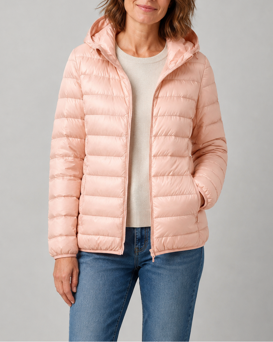 Women's Puffer Jacket | Hooded Lightweight Quilted Zip Up Coat