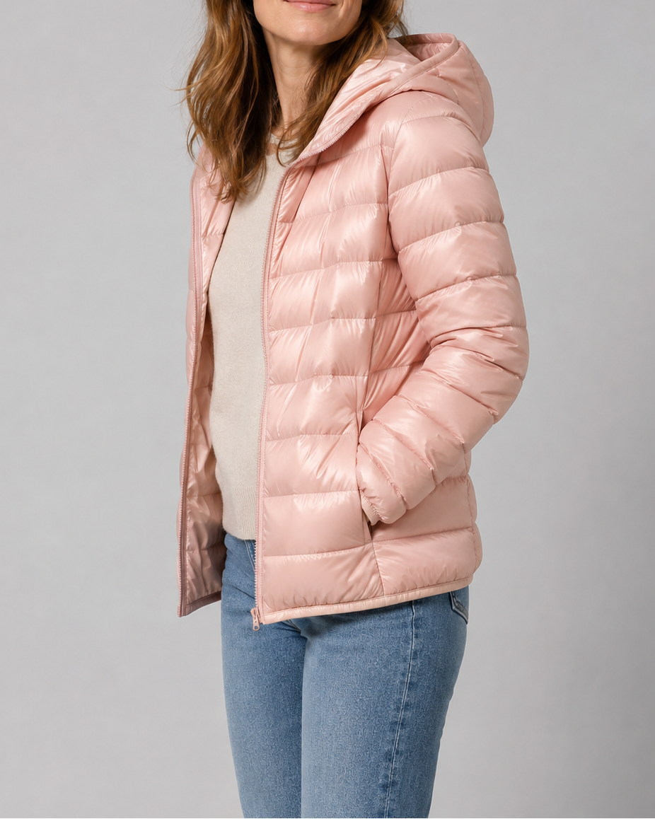 Women's Puffer Jacket | Hooded Lightweight Quilted Zip Up Coat