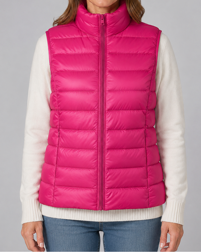 Women's Padded Gilet | Lightweight Stand Collar Zip Up Quilted Vest