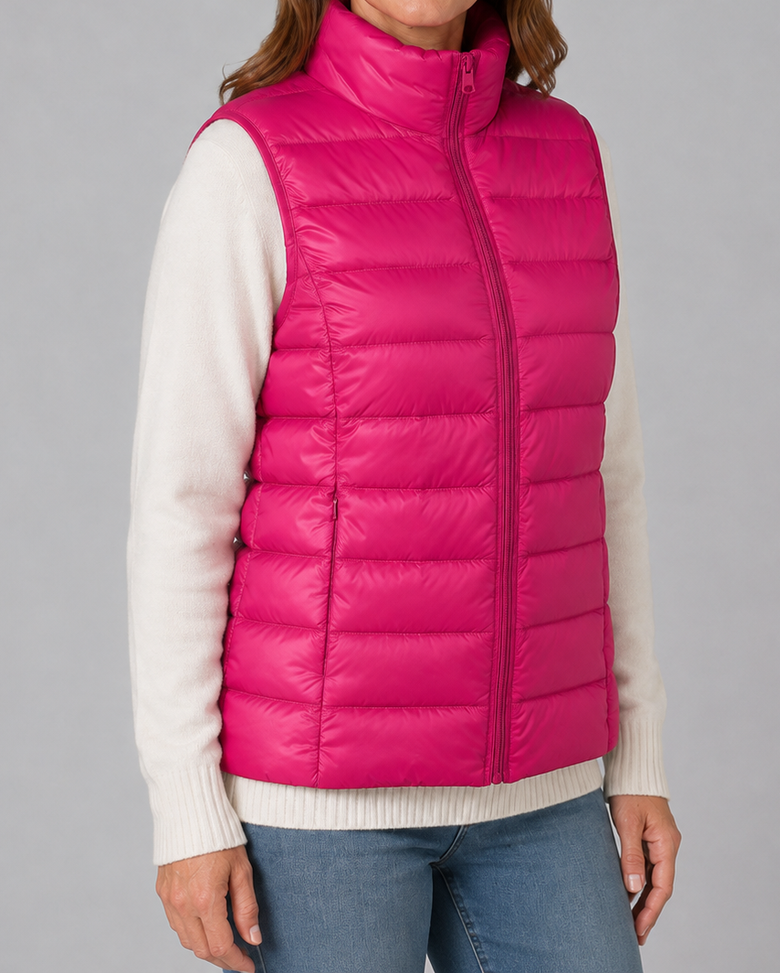 Women's Padded Gilet | Lightweight Stand Collar Zip Up Quilted Vest