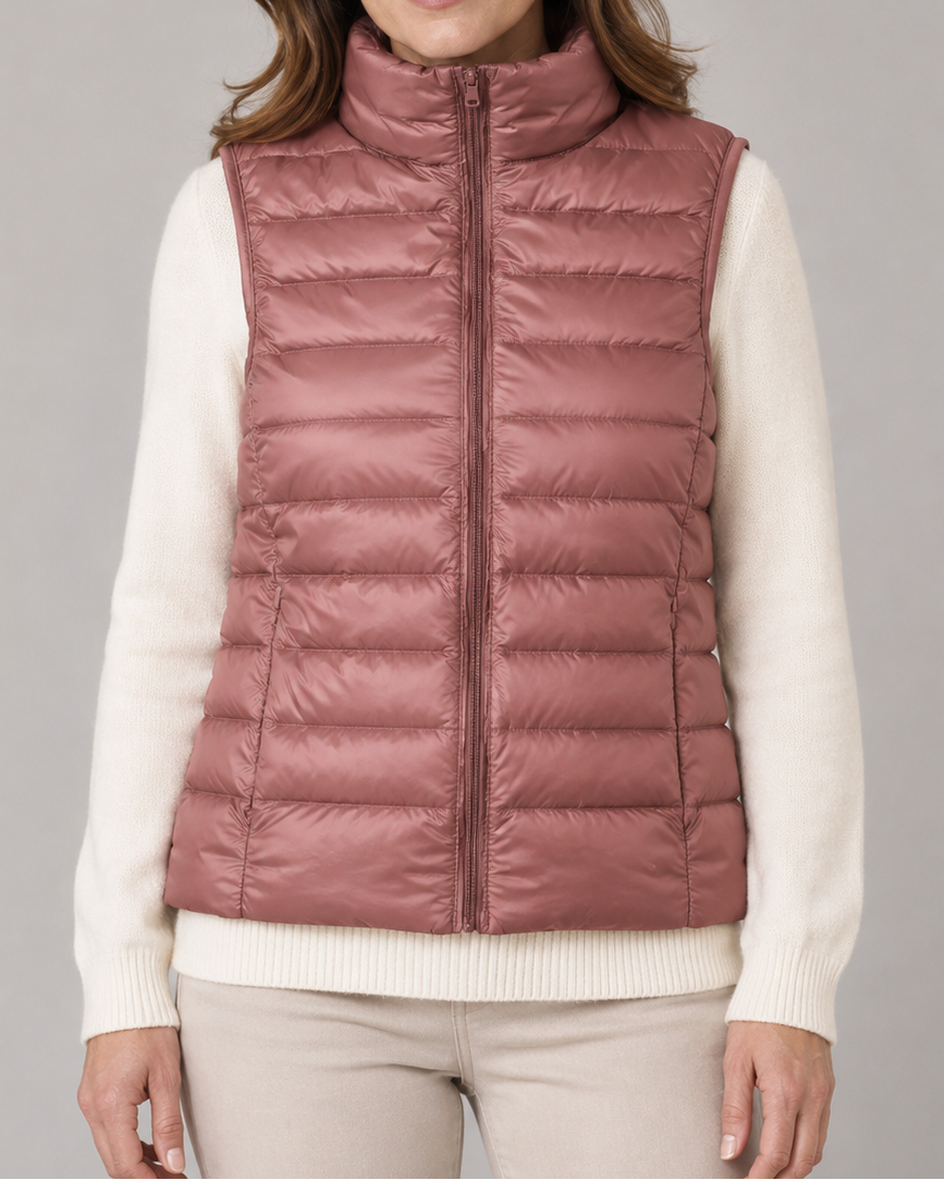 Women's Padded Gilet | Lightweight Stand Collar Zip Up Quilted Vest