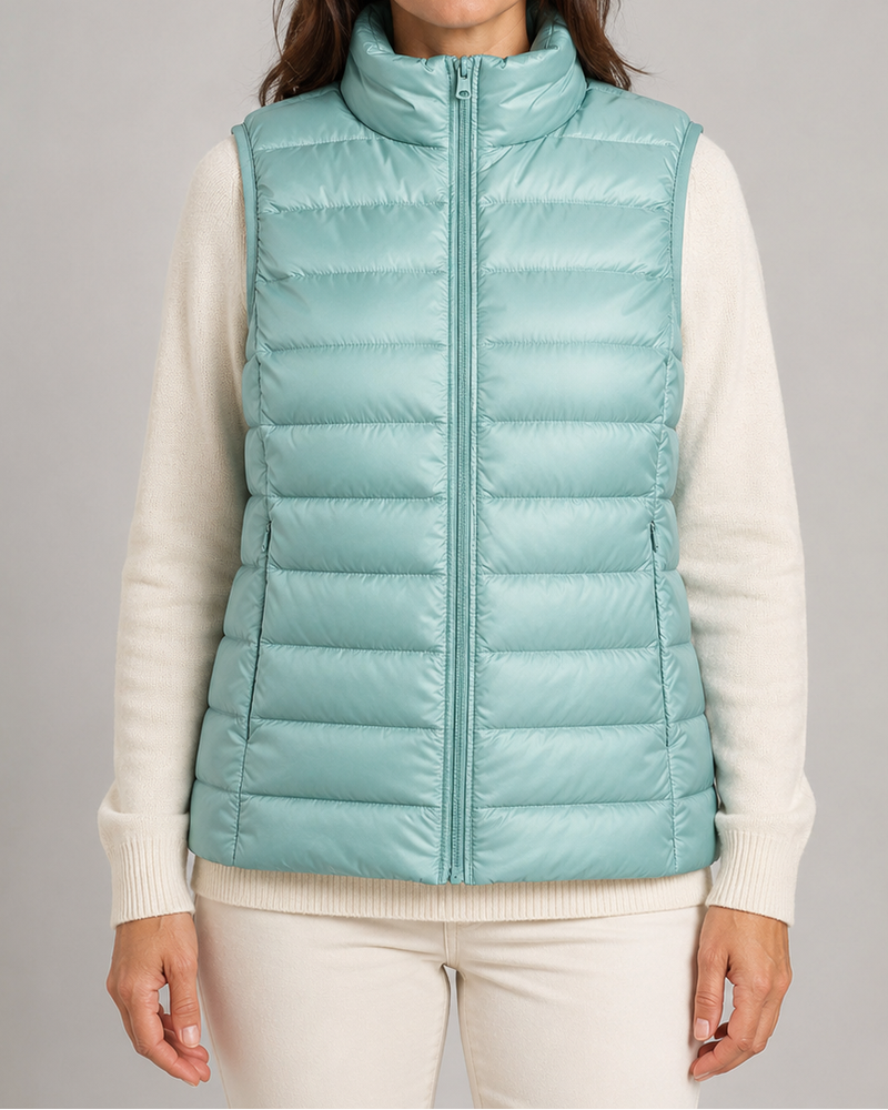 Women's Padded Gilet | Lightweight Stand Collar Zip Up Quilted Vest