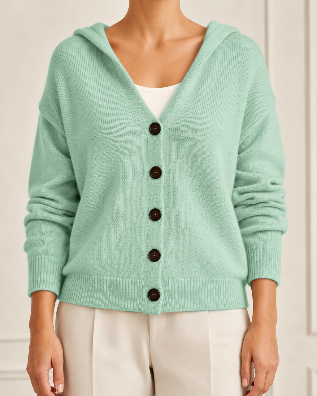 Women's Hooded Cardigan | Button Up V Neck Soft Knit Sweater