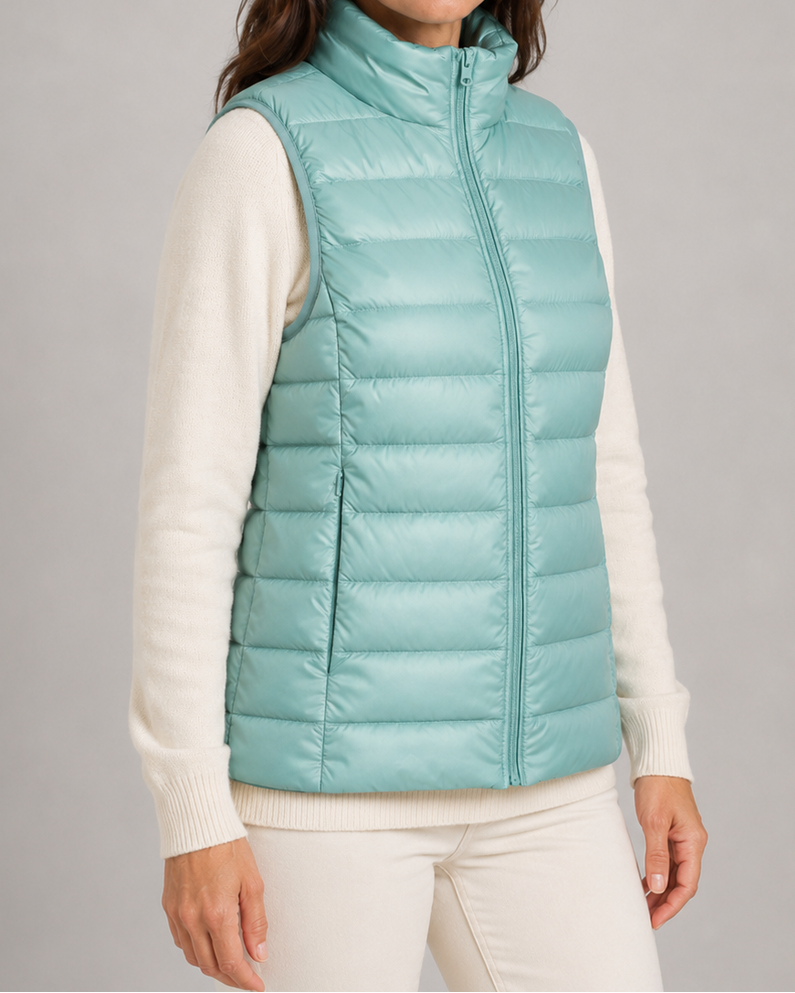 Women's Padded Gilet | Lightweight Stand Collar Zip Up Quilted Vest